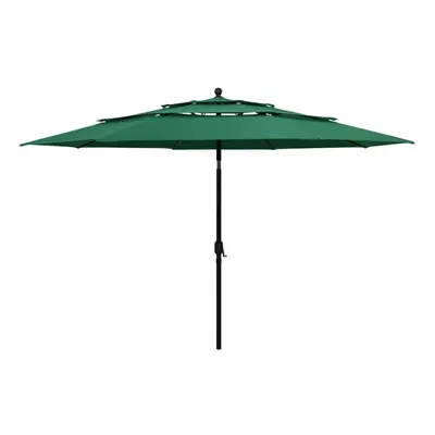 vidaXL 3-Tier Parasol with Aluminium Pole Green Outdoor Patio Sunshade Cover