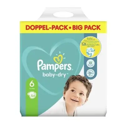 Pampers Baby-Dry Size 6, Nappies, up to Hours All-Round Protection, kg, Pack (2 x 1,663 kg)