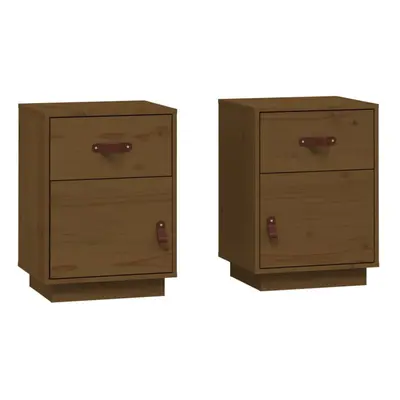 (Honey brown, 2) vidaXL 1/2x Solid Wood Pine Bedside Cabinet Wooden End Table Multi Colours