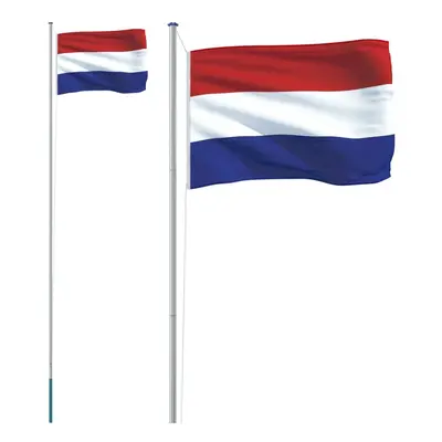 vidaXL Netherlands Flag and Pole 6.23 m Aluminium Dutch Holland Flag Pole