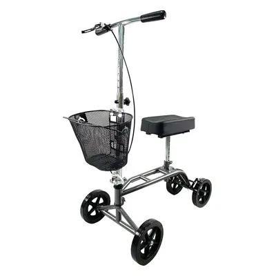 Silver Steerable Knee Walker - Height Adjustable Compact Mobility Walking Aid