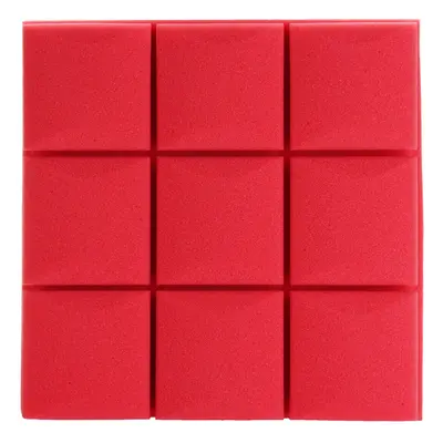 (Red) 6Pcs 27x27x4 Acoustic Panels Tiles Studio Soundproofing Isolation Wedge Sponge Foam