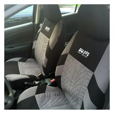 Double Seat Fabric Car Full Surround Front Seat Cover Cushion Protector Chair Pad Universal Blac