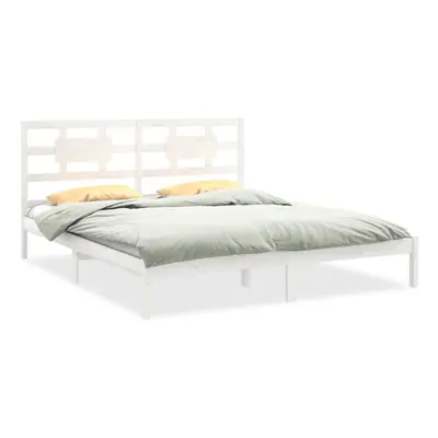 (white, x cm) vidaXL Bed Frame Bed Base Bedstead Bedroom Mattress Foundation Solid Wood