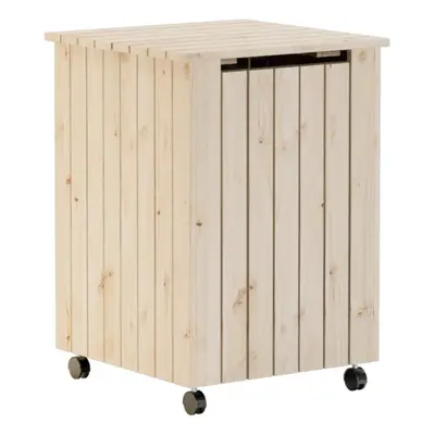 vidaXL Laundry Basket with Wheels Wash Hamper Washing Basket Solid Wood Pine