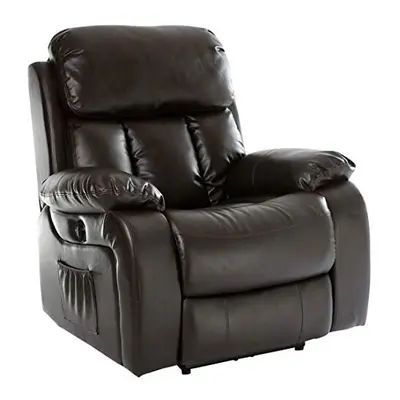 (Brown) CHESTER ELECTRIC HEATED MASSAGE RECLINER BONDED LEATHER CHAIR SOFA GAMING HOME ARMCHAIR