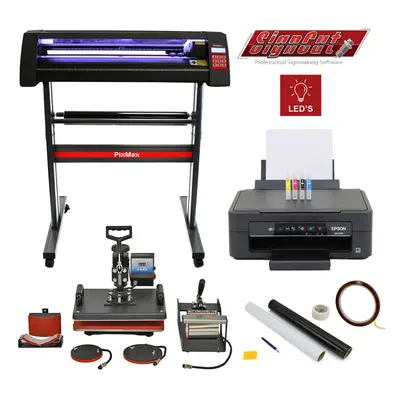 5 in Heat Press, LED Vinyl Cutter, Epson Printer & Weeding Kit