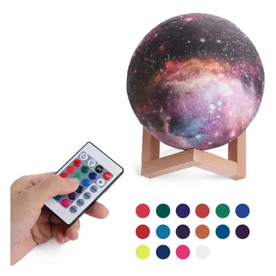 (15cm, Remote Control + Color) 3D Printing Moon Lamp Space LED Night Light Remote Control / Touc