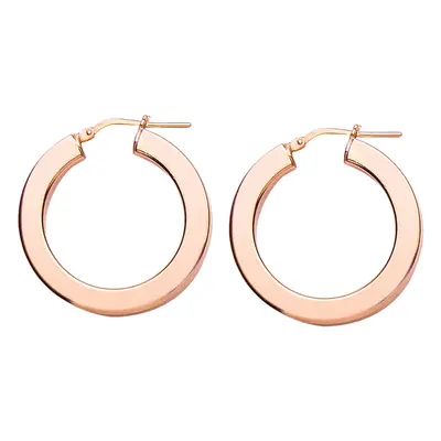 Jewelco London Ladies Rose Gold-Plated Sterling Silver Square Tube Polished Hoop Earrings 32mm 4