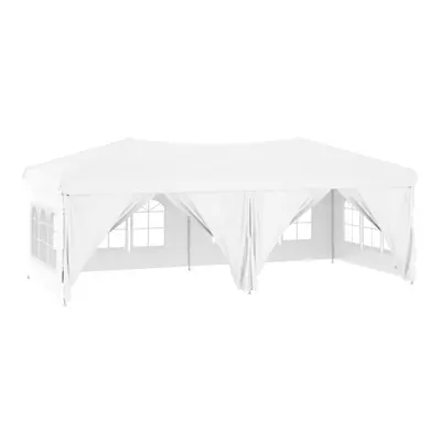 (White) vidaXL Folding Party Tent with Sidewall Patio Camping Gazebo Pavilion Marquee