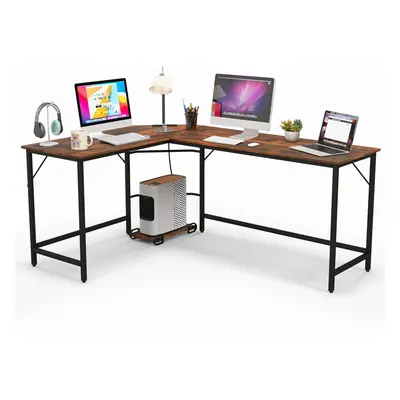 L-Shaped Corner Computer Study Table Workstation Office Wood Desk