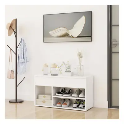 vidaXL Shoe Bench White Chipboard Home Shoe Organiser Cabinet Rack Hall Bench