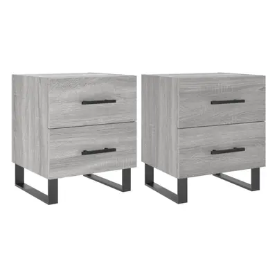 (grey sonoma, pcs) vidaXL Bedside Cabinet Nightstands pcs High Gloss White Engineered Wood