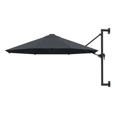 vidaXL Wall-Mounted Garden Parasol with Metal Pole Outdoor Umbrella Anthracite