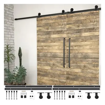 Â vidaXL 2x Sliding Door Hardware Kits Steel Black Barn Track Rail Frame Hanger