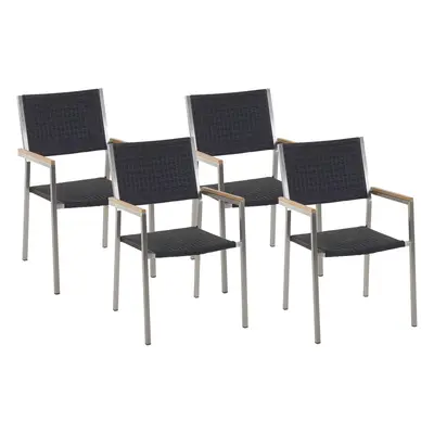 Set of Garden Chairs GROSSETO PE Rattan Black