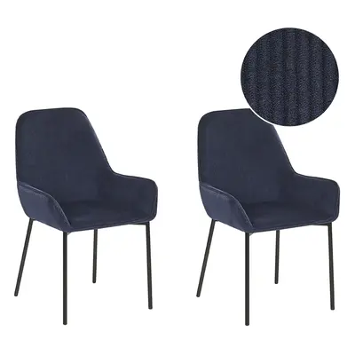 Set of Dining Chairs LOVERNA Corduroy Dark Blue