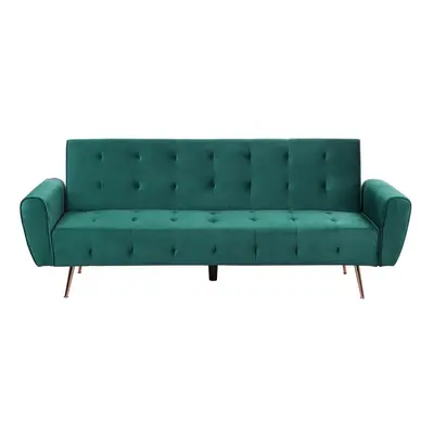 Velvet Sofa Bed Green SELNES