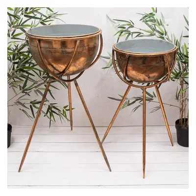 (Large) Vintage Gold Tall Decorative Planters Removable Stand