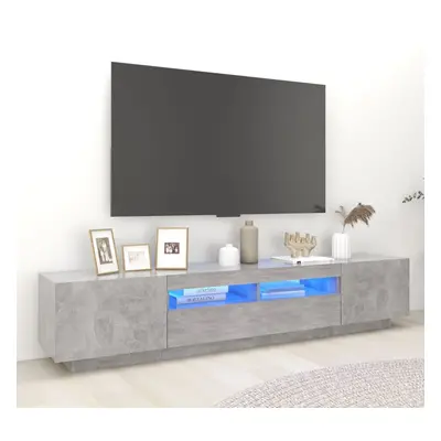 vidaXL TV Cabinet with LED Lights Concrete Grey 200x35x40 cm TV Stand Hifi Set