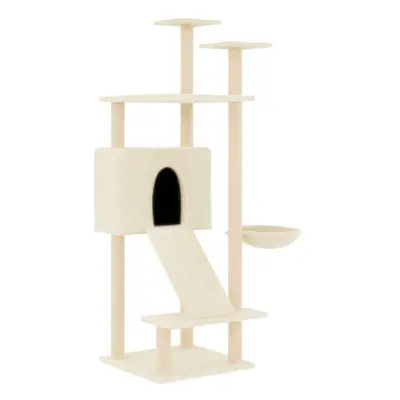 (cream) vidaXL Cat Tree with Sisal Scratching Posts Cat Scratch Tower Climber Dark Grey