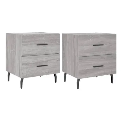 (grey sonoma, pcs) vidaXL Bedside Cabinets Nightstand Bedside Table pcs White Engineered Wood