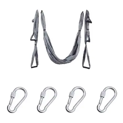 (Gray) Handles Aerial Yoga Hammock Flying Swing Anti gravity Pilates Exercises Device