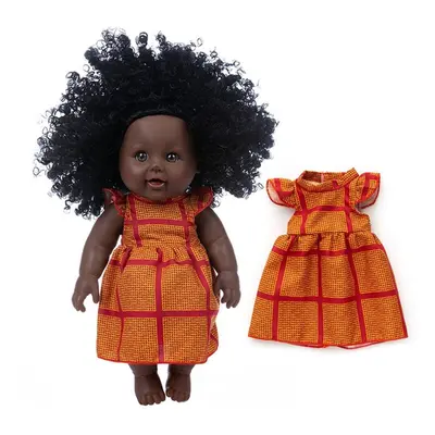 () 30CM Silicone Vinyl Dress Up Fashion African Curly Hair Realistic Rebirth Lifelikes Black Ski