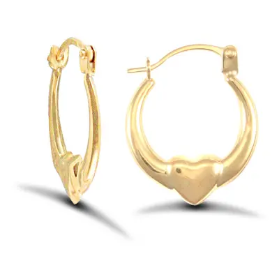 Jewelco London Ladies 9ct Yellow Gold Simple Claddagh (Chladaigh) Creole Earrings - JER731