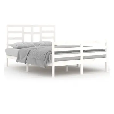 (white, x cm) vidaXL Bed Frame Bed Base Bedstead Bedroom Mattress Foundation Solid Wood