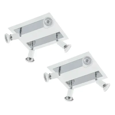 2 PACK Wall Ceiling Spot Light Colour White Chrome Shade & Back Plate GU10 5W