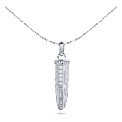 Jewelco London Men's Rhodium Silver Round CZ Empire Amulet Sword Sheath Charm Pendant - APD193