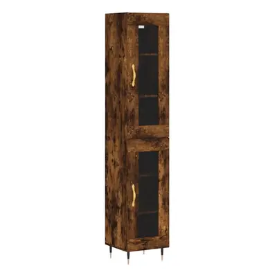 (smoked oak, glass door) vidaXL Highboard Sideboard Tall Storage Cabinet Side Cabinet Engineered