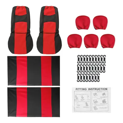 (Red - Pcs) 2/4/9PCS Front Back Row Full Car Seat Cover Seat Protection Car Accessories