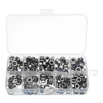 255pcs Stainless Steel Nylon Insert Hex Lock Nuts Full Nuts Washers Assortment Kit M4 M5 M6