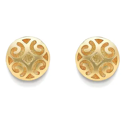 Jewelco London 9ct Gold 2-Layer Satin Interior Domed Floral Stud Earrings - SENR02228