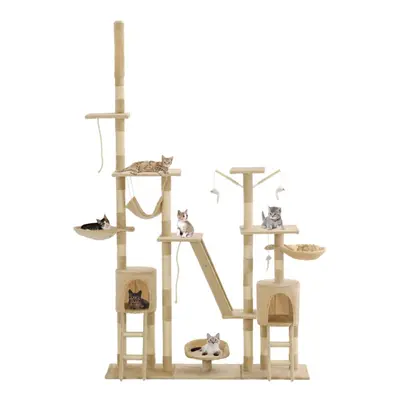 vidaXL Cat Tree with Sisal Scratching Posts 230-250cm Beige Kitten Play Tower