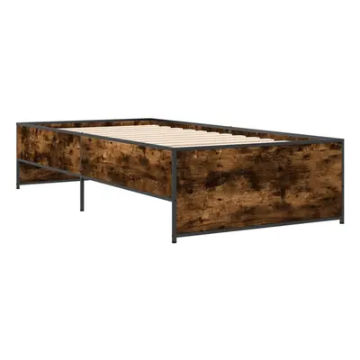 (smoked oak, x cm) vidaXL Bed Frame Bed Base Bedstead Black 120x200 cm Engineered Wood and Metal