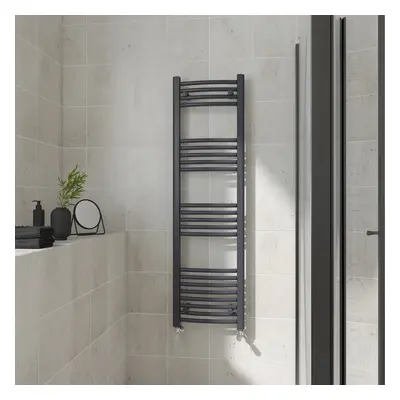 (Curved, 1400x400mm) Warmehaus Heated Towel Rail Anthracite Bathroom Ladder Style Radiator Grey 