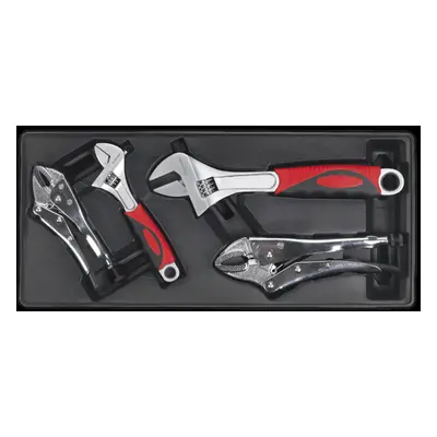 Tool Tray with Locking Pliers & Adjustable Wrench Set 4pc