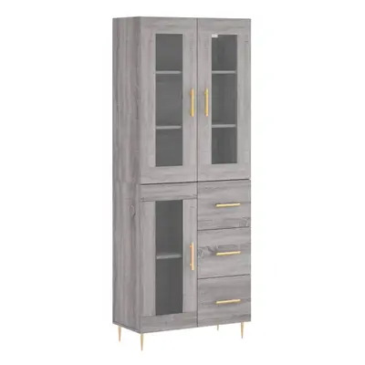 (grey sonoma, glass door drawers) vidaXL Highboard Sideboard Tall Storage Cabinet Side Cabinet E