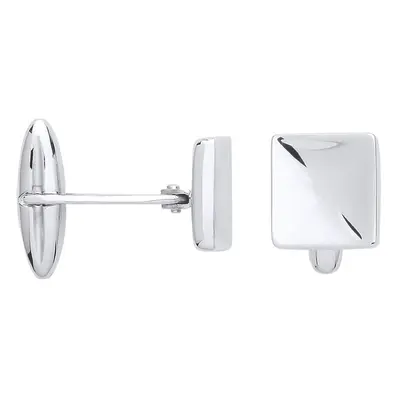 Jewelco London Mens Sterling Silver Polished Flat Square Swivel Cufflinks - CUG1002