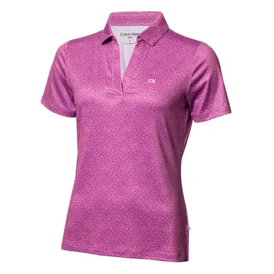 (UK 8, Orchid/White) Calvin Klein Womens Crackle Stretch Moisture Wicking Golf Polo Shirt