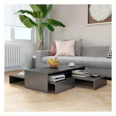 vidaXL Nesting Coffee Table Set High Gloss Grey Couch End Side Sofa Table