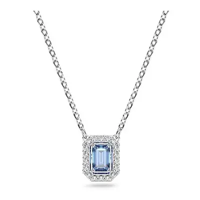 Swarovski Blue Pendant Necklace, Blue Octagon Cut Crystal in Rhodium Plated Setting, from the Mi