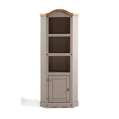 Corona Grey Wax Corner Display Unit Solid Pine Furniture