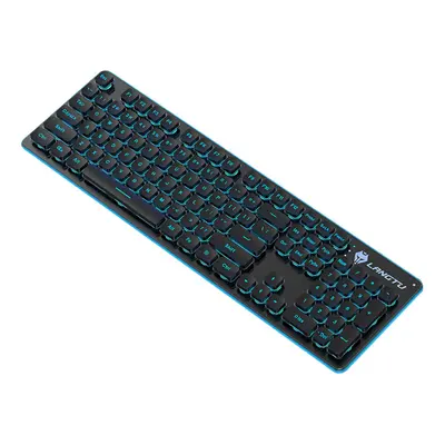 (black & blue light) Keys Mechanical Feeling Keyboard USB Wired Silent RGB Backlit Gaming Keyboa