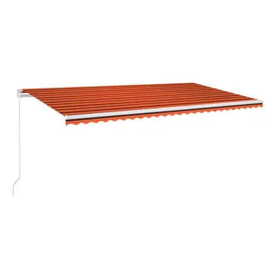 vidaXL Manual Retractable Awning with LED 600x300 cm Orange and Brown Shelter