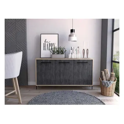 Sideboard Cupboard Cabinet With Doors In Grey Oak Effect Living Room Storage