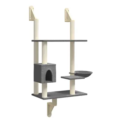 vidaXL Wall-mounted Cat Tree with Scratching Post Cat Climbing Tower Dark Grey